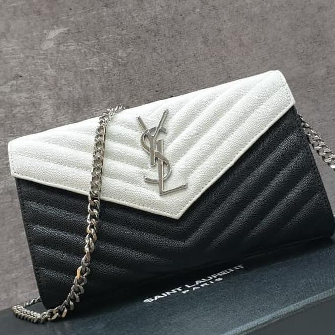 YSL Clutch Caviar 23cm Sling Bag / Tas Selempang Pesta Wanita Branded