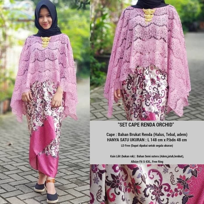 Kebaya Modern Cape Gliter / Batwing Brukat / Kalong Brukat Baby Pink Dan Pilihan Warna Lain