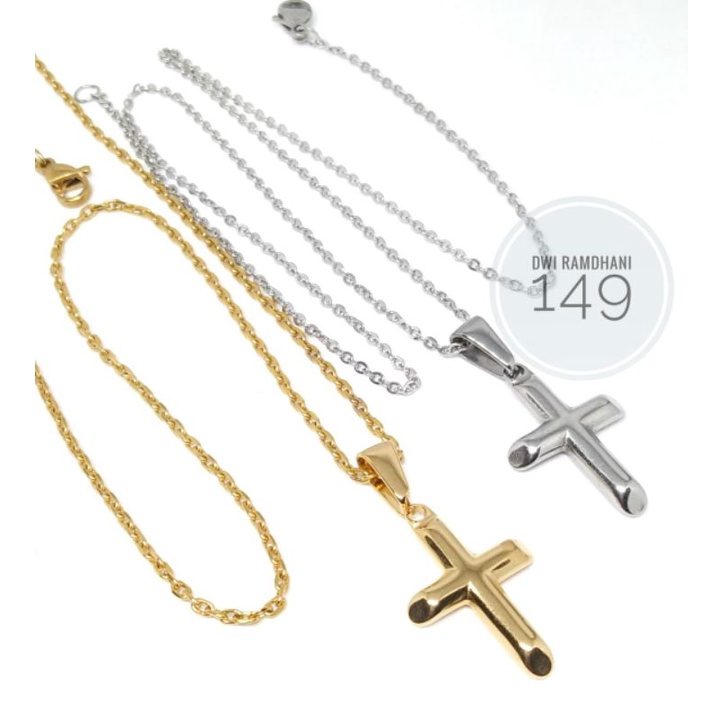 Kalung Salib Anti Karat Liontin Salib Polos Kecil Stainless steel 100%