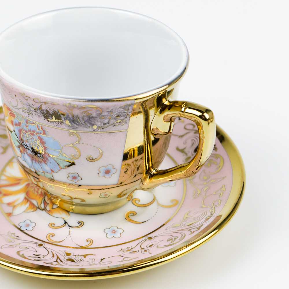 Cangkir Keramik Set 6 in 1 European Style / Gelas Cangkir Mug Keramik Kopi Teh Tea Air 1 Set Unik Couple Lucu Antik Jepang Korea Mini Kecil Murah / Gelas Keramik Set Mug Aesthetic / Set Cangkir Gelas Teh Kopi Keramik Ungu Motif Cantik European Vicenza