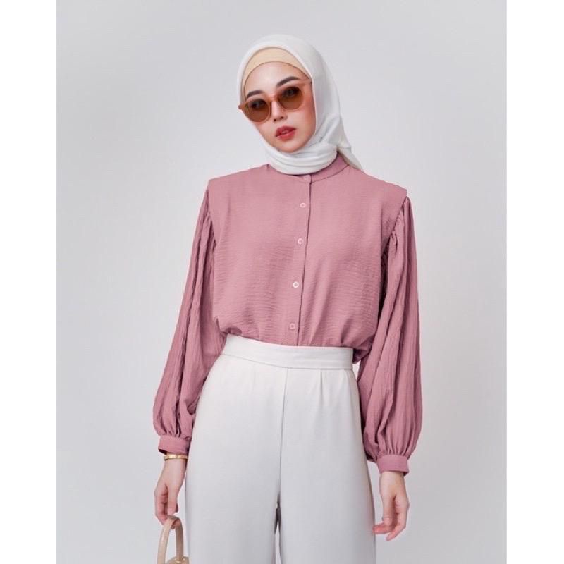 Reva blouse cringkle/kemeja blouse/kemeja polos/kemeja wanita/atasan wanita