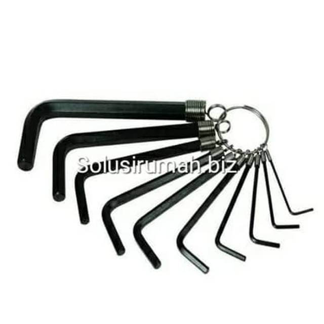 Kunci L set 10pcs segienam pendek mini 10pcs 10bj hitam 1.5mm -10mm