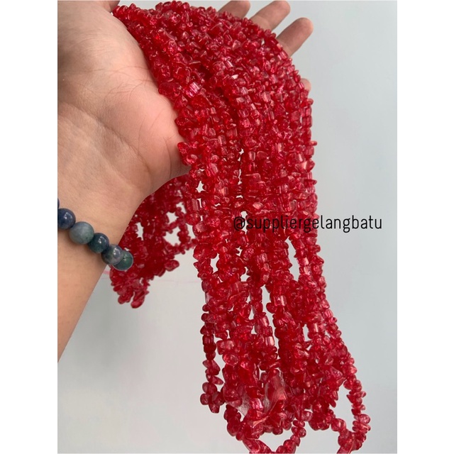 kerikil Batu RED QUARTZ kuarsa merah cabe 1cm kilap renteng aksesoris