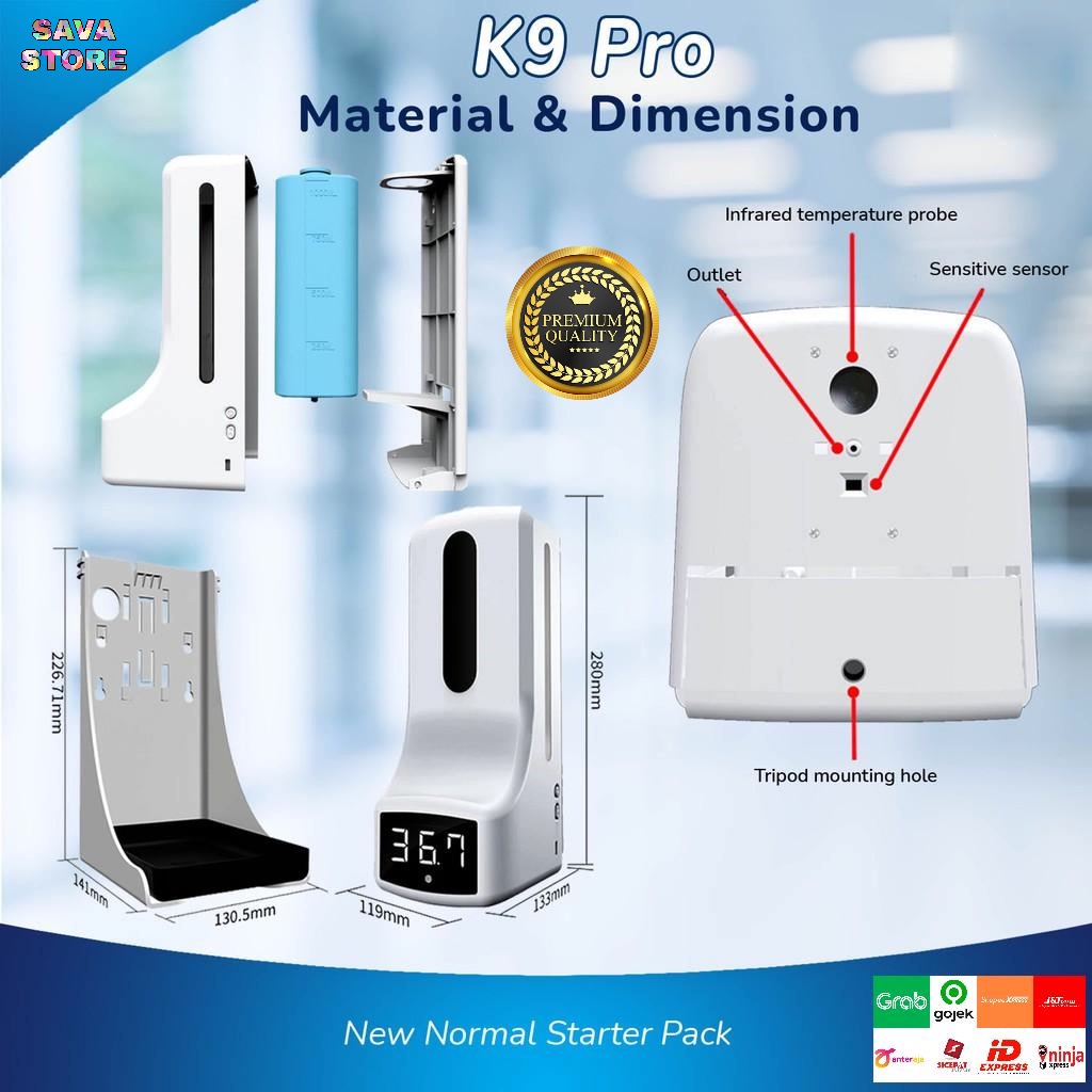 Termometer Otomatis Infrared K9 Pro Upgraded 2 in 1 Plus HandSanitizer Dispenser - Tygris