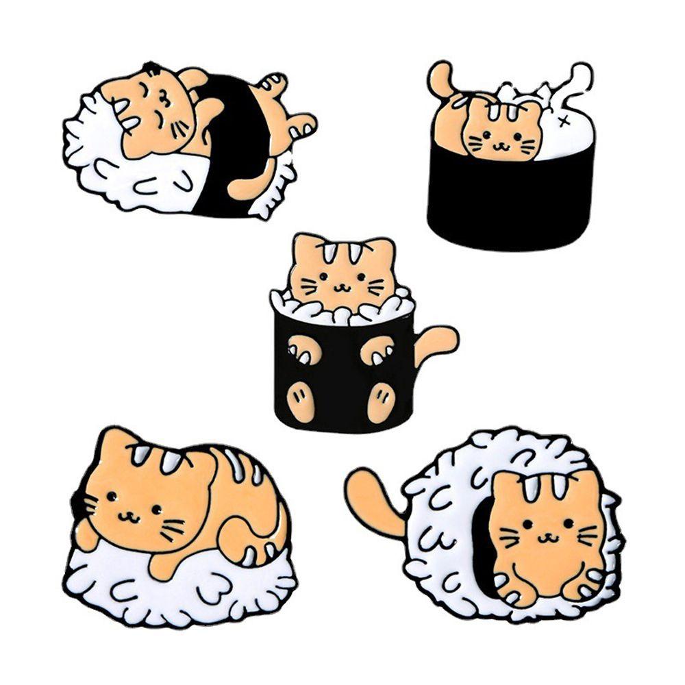 Agustinina Kucing Sushi Bros Kepribadian Dekorasi Hadiah Desain Kartun Alloy Gadis Gaya Korea Lencana