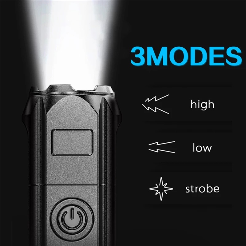 [Stock]1200Lumen Super Bright LED Flashlight Rechargeable /T6 LED Flashlight /Outdoor ABS Strong Light Zoom Rechargeable Flashlight / 3 Modes Built-in Battery tactical Torch Lighter