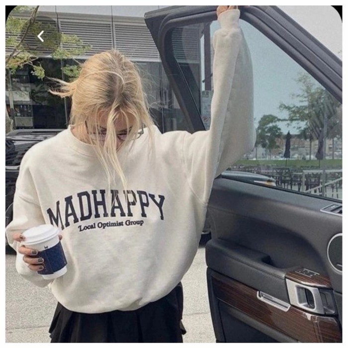 Sweater Pria Wanita Oversize/Sweater Wanita Korea Madhappy M-Xxl - Army, M Promo