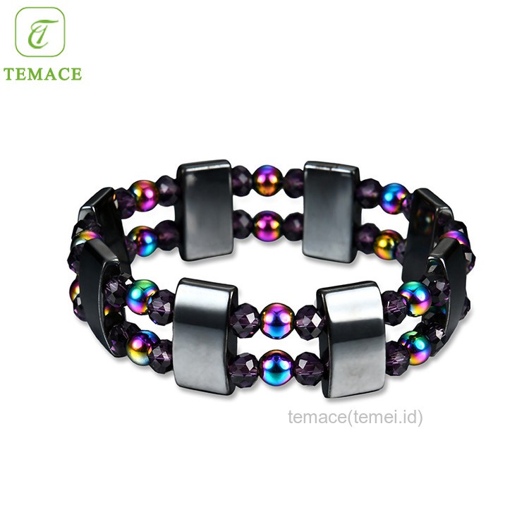 ✨TEMACE✨Gelang Fashion Gaya Empedu Hitam Ganda Batu Berwarna-Warni Gelang Merah Tali