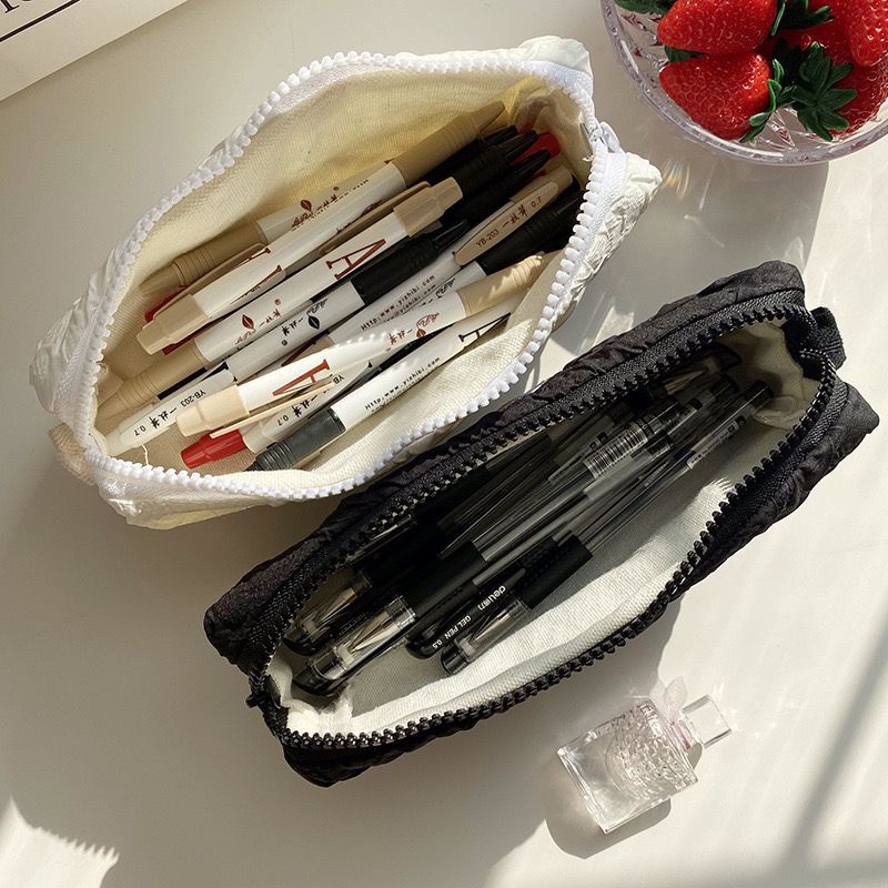 ●♧Fashion Timbul Pensil Jepang Kapasitas Besar Alat Tulis Penyimpanan Organizer Tas Mahasiswa Wanita Kanvas Tas Kosmetik