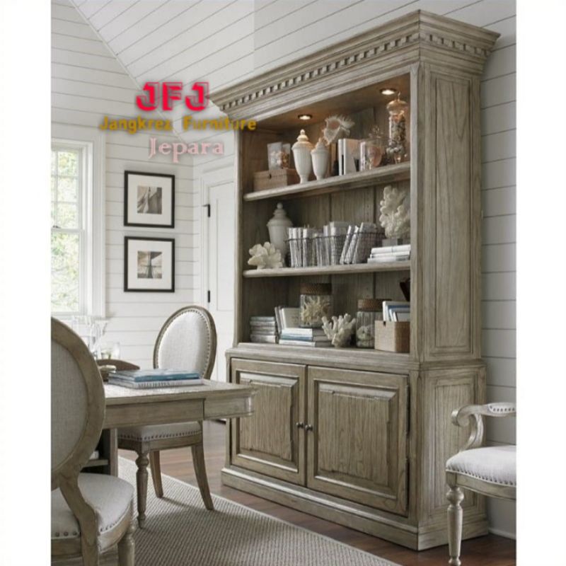 lemari buku rak buku jati antik