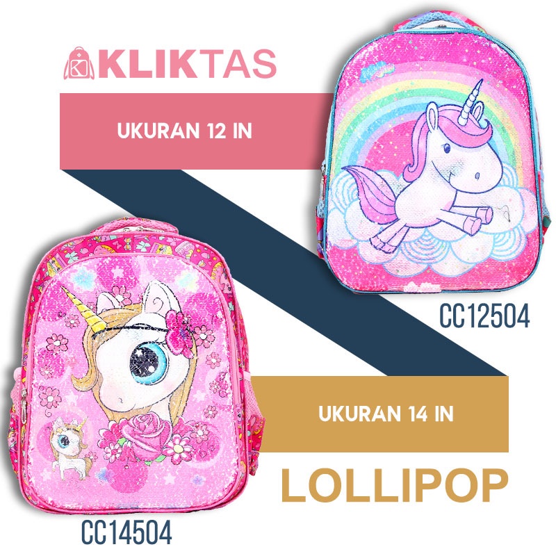 [KLIKTAS] Tas ransel anak perempuan sekolah SD usap manik 2 warna full printing