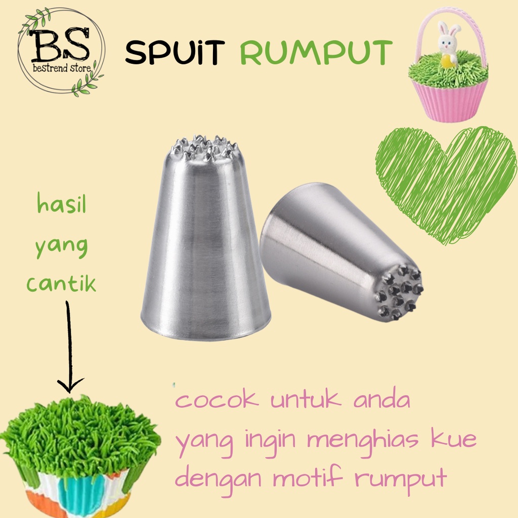 Spuit Piping Icing Bentuk Rumput Untuk Dekorasi Kue Cupcake Alat Dekorasi Baking