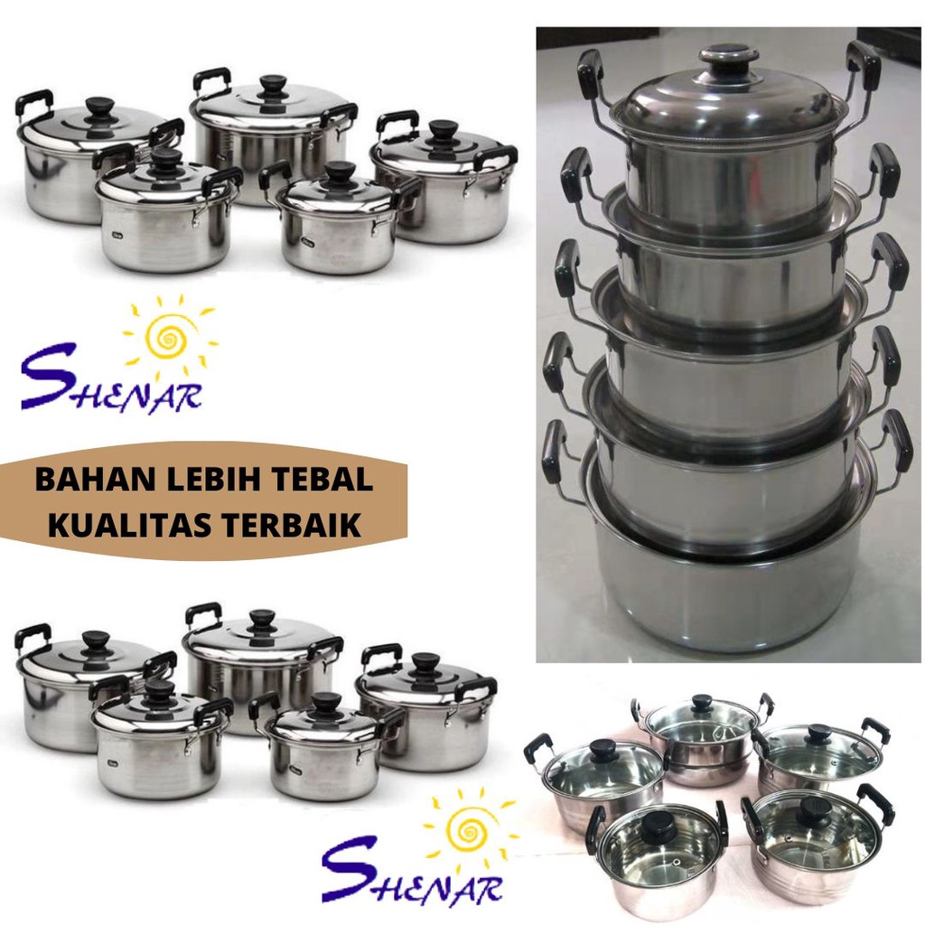 SHENAR,(COD) PANCI 5 SET STAINLESS STEEL COOKWARE 5 SET/ALAT MASAK DAPUR PANCI SET/PANCI 5 PCS