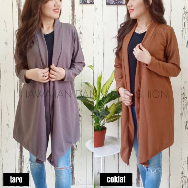 HB FO - LONG CARDIGAN WARNA / LENGAN PANJANG /BAHAN WAFEL / ALL SIZE/ BAHAN WAFEL / 6 WARNA