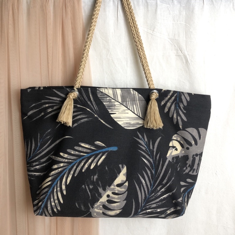 Totebag Kanvas Motif Tali Sumbu Tas Tote tali sumbu