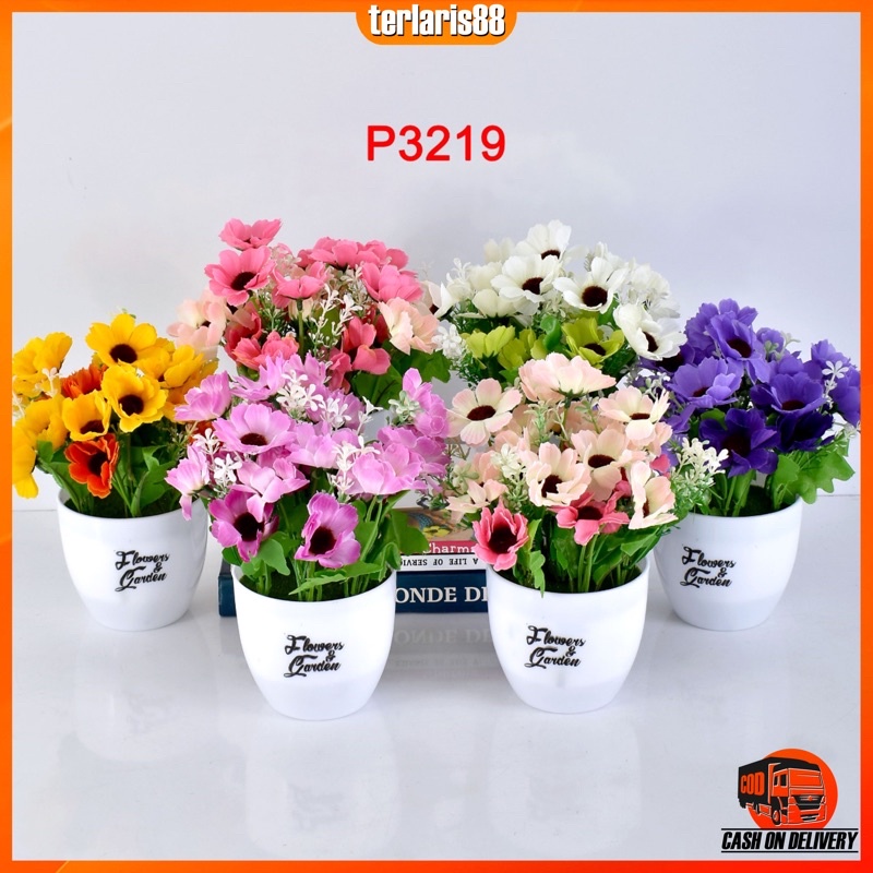 COD/ TL88 TANAMAN BUNGA HIAS POT TANAMAN HIAS DEKORASI RUMAH DAN BUNGA PLASTIK P3219