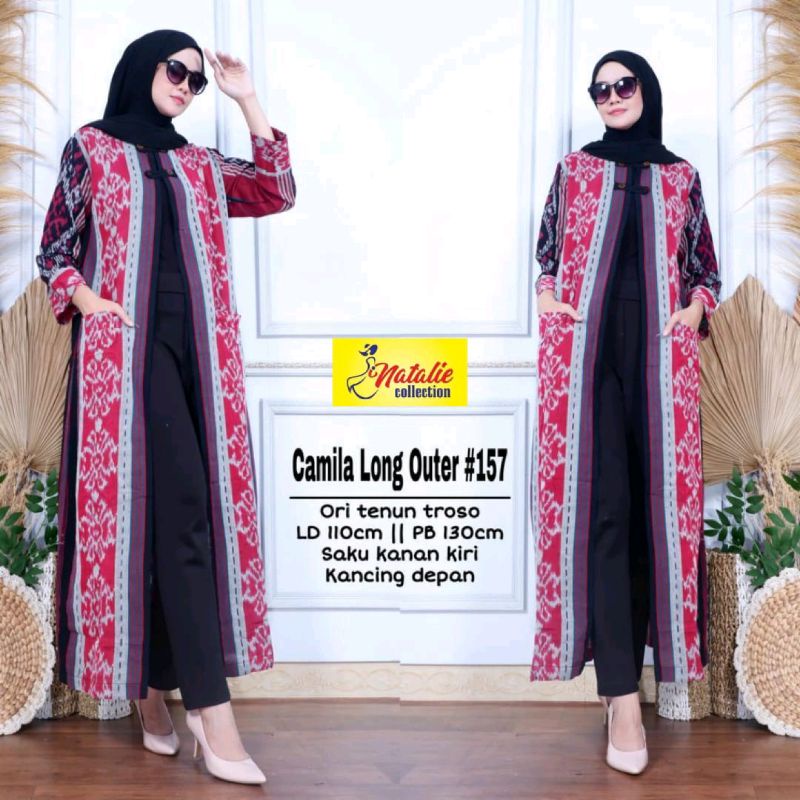 long outer tenun, cardigan tenun batik