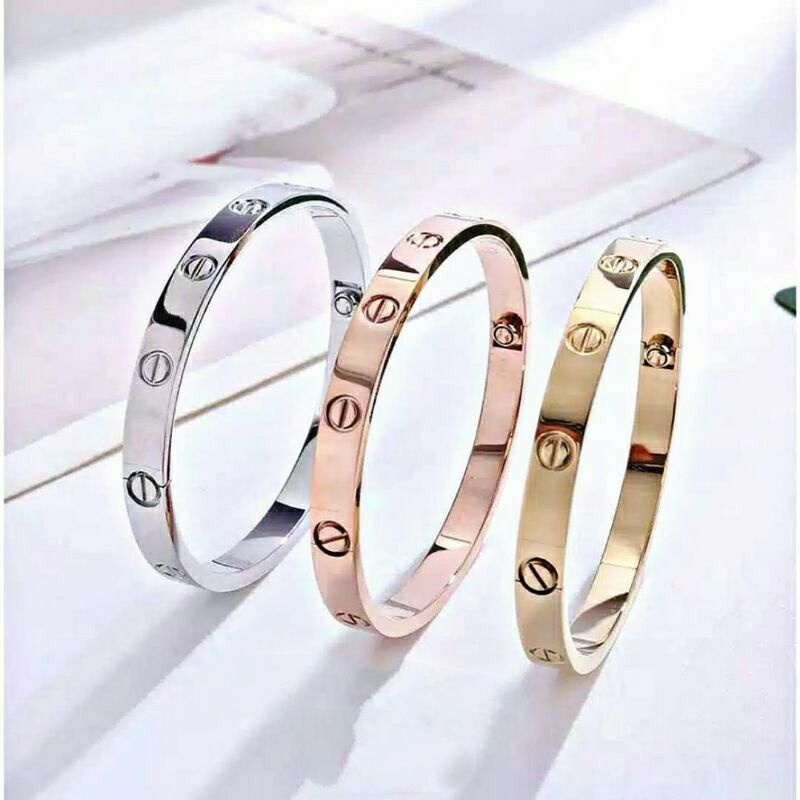 GG Gelang Bangle C4rTi*ier  Embos Tanpa Berlian Kekinian Titanium