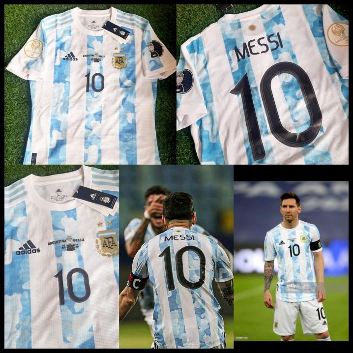 Jersey Baju Bola Argentina Home 2020 Player Issue Fullpatch + Nameset