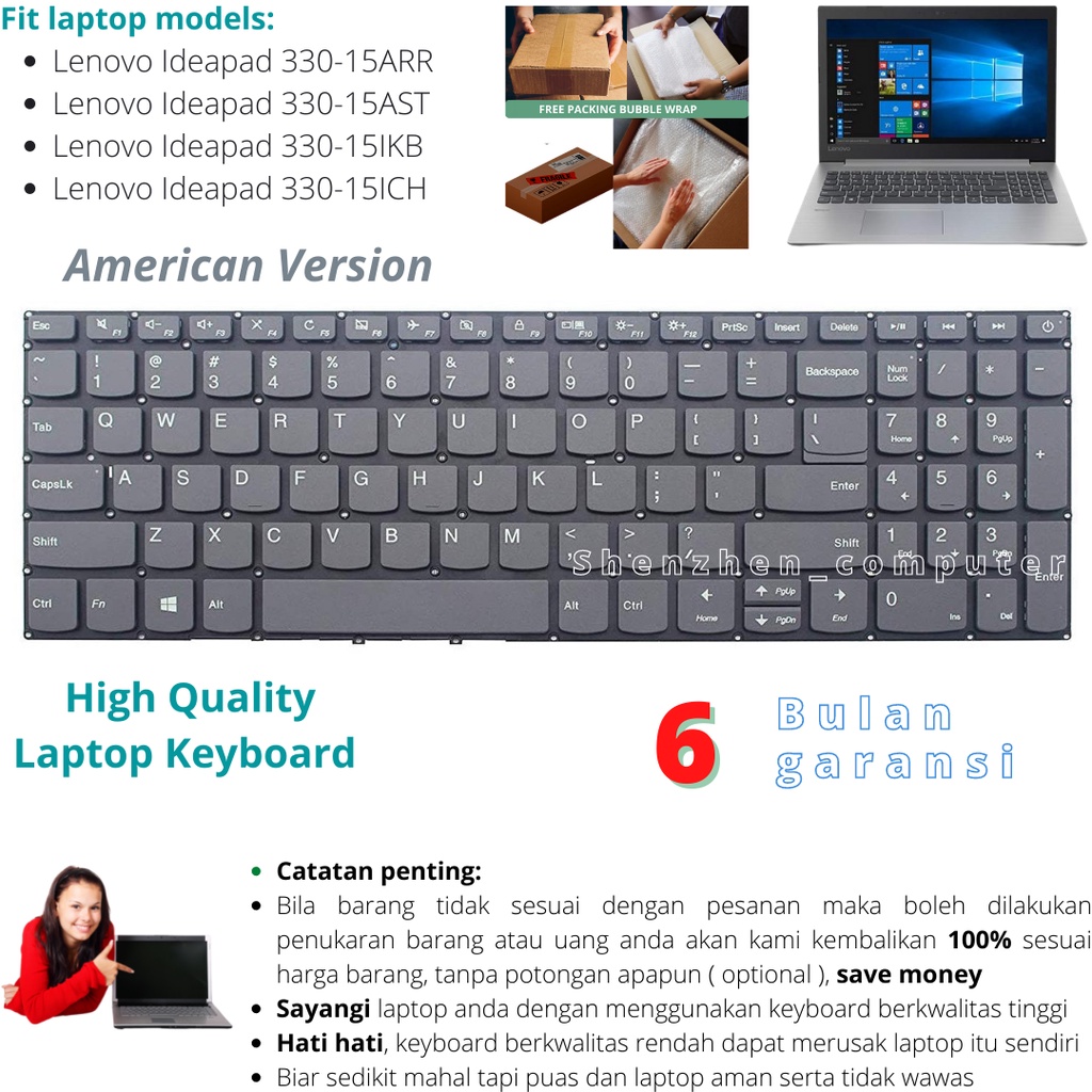 Keyboard Lenovo Ideapad 330-15ARR 330-15AST 330-15IKB 330-15ICH new product