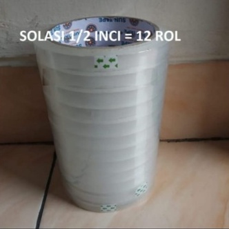 

Lakban Solasi ½ inci / 1cm isi 12 rol Solasi 1cm Lem Plastik Bening