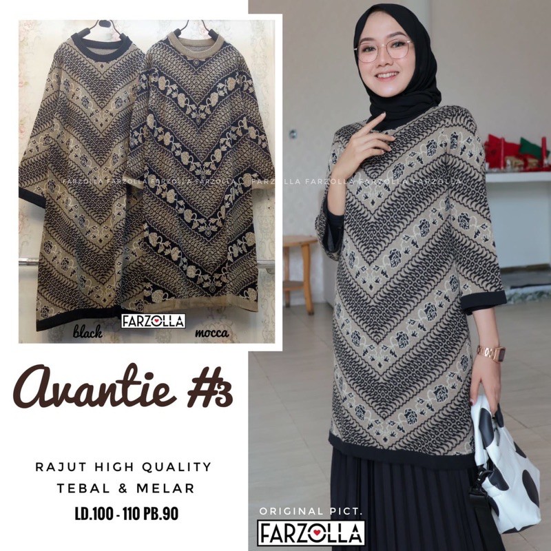 Baju Tunik Wanita Rajut Tebal Motif Batik Avantie #3 Original by Farzolla