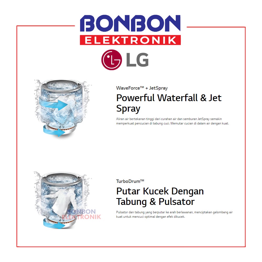 LG Mesin Cuci 1 Tabung 13KG TH2113DSAK Inverter Turbo Wash 3D ThinQ