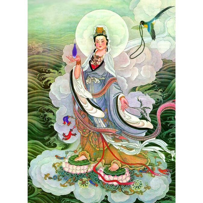 Repro Digital Lukisan Gambar Kwan Im Pu Sa Dewa Dewi Goddess China