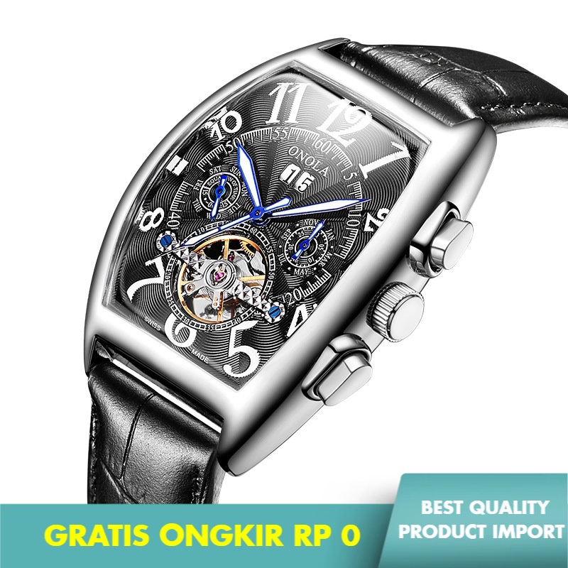 Onola Fashion Eropa  Amerika  Bisnis Terkenal Tangan Multi Fungsi Tourbillon Mekanis Otomatis Pria J