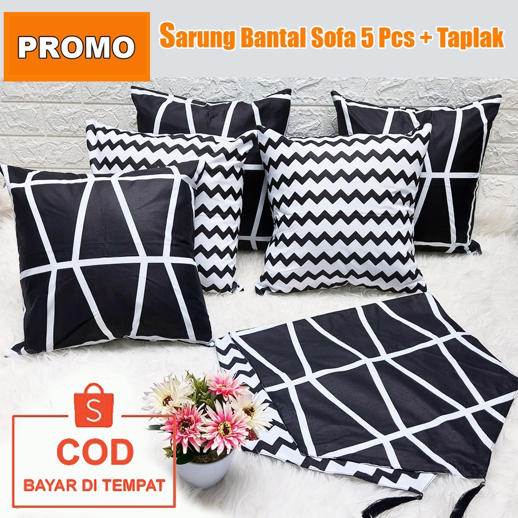 ✅COD Sarung Bantal Kursi Set 5 Pcs Dan Taplak Meja Dekorasi Hiasan Kamar Aesthetic Ruang Tamu Perlengkapan Rumah