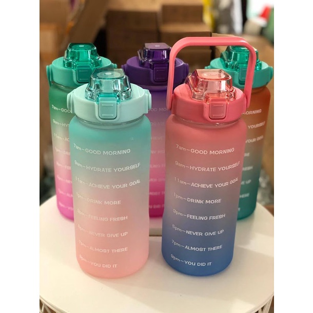 Botol Minum Motivasi Penanda Waktu Viral Korea 2000ML / Gradient Colour Sport Water Bottle GRADIASI 2 LITER WARNA WARNI