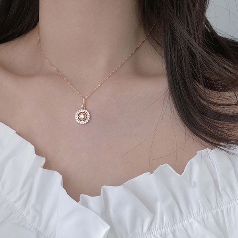 Kalung Rantai Sterling Silver 925 Desain Bunga Matahari Untuk Wanita