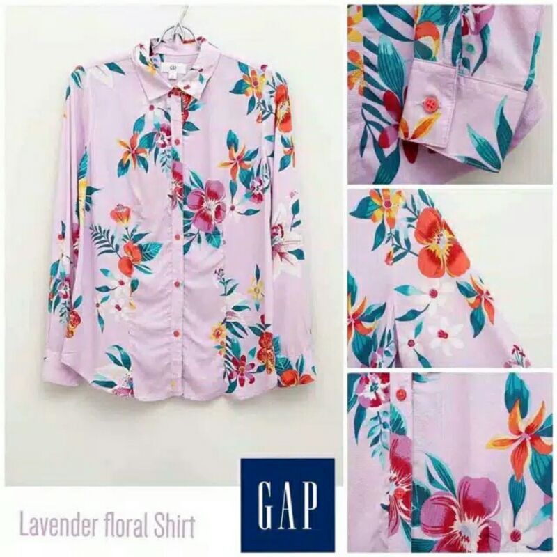 GAP LAVENDER FLORAL SHIRT ORIGINAL100 %