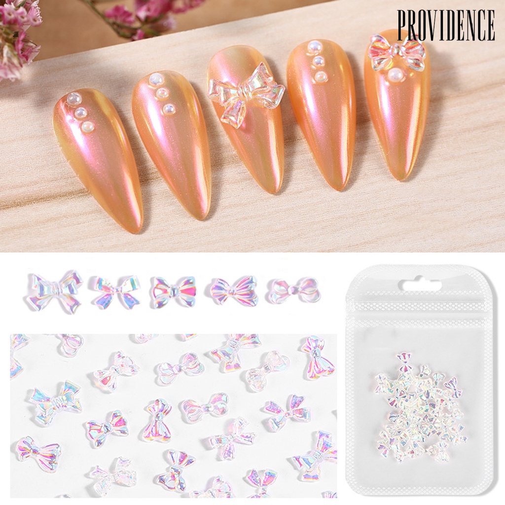 Providence 30Pcs/Pack Nail Art Bowknot Stylish Decorative Resin Bow Rhinestone Manicure Decoration for Women