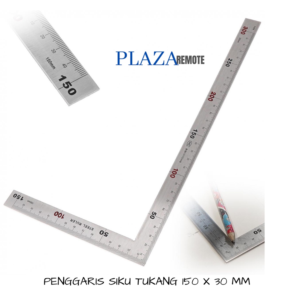 PENGGARIS SIKU TUKANG PRESISI 90 DERAJAT 2 SISI 15 DAN 30 CM STAINLESS