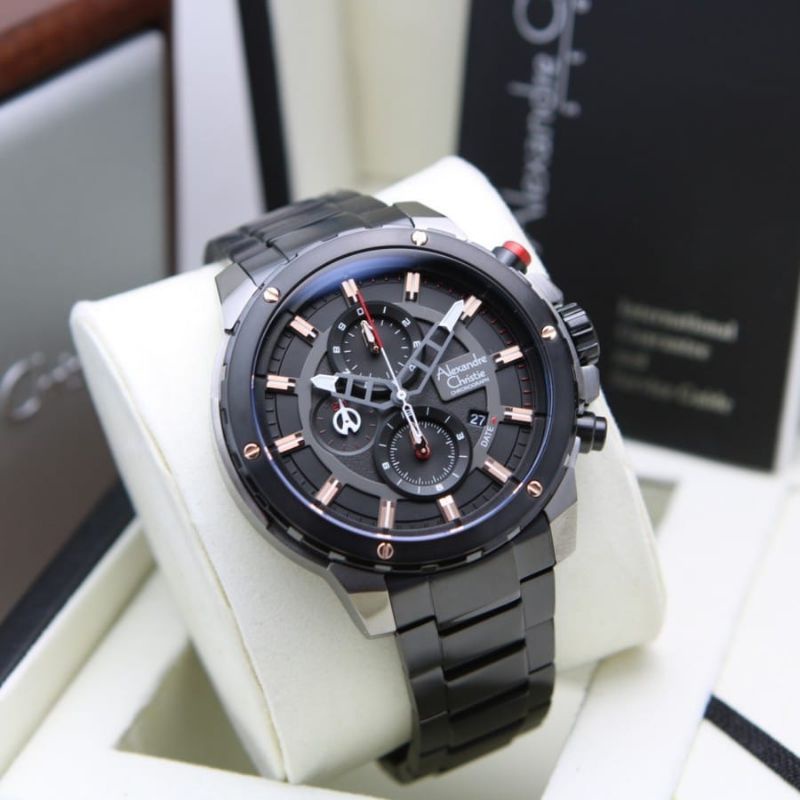 JAM TANGAN PRIA ALEXANDRE CHRISTIE AC 6530 BLACK GREY ROSEGOLD AC 6530 ORIGINAL