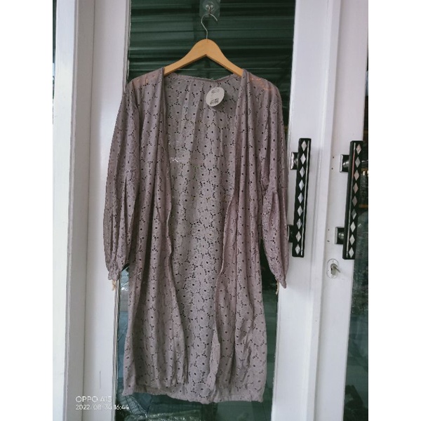 KARDIGAN BRUKAT LENGAN BALON/PROMO LONG OUTER BRUKAT-Khaki 2
