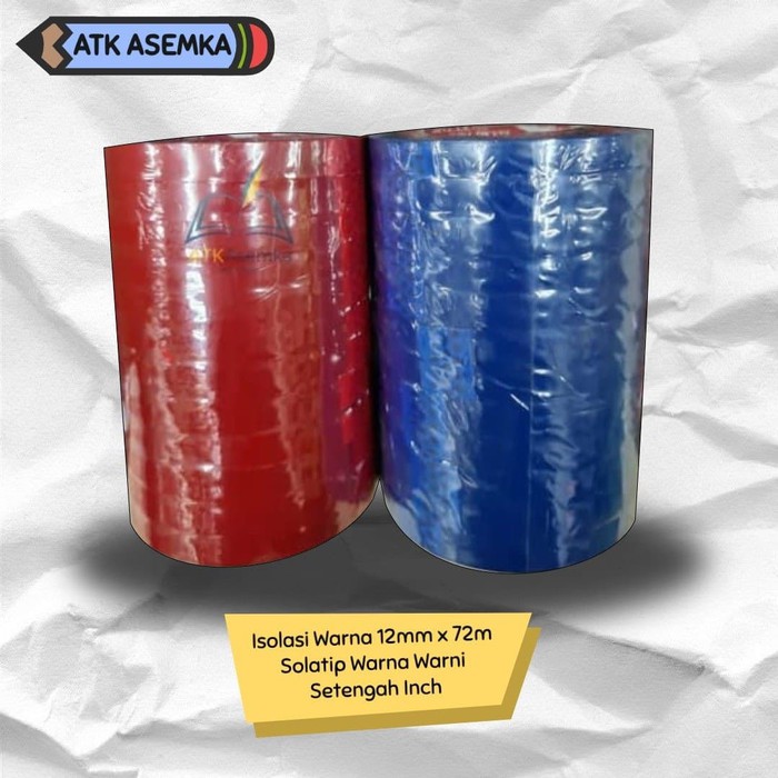 

Isolasi Warna 12mm x 72m Selotip Solatip Warna Warni Setengah Inch - Biru Atk