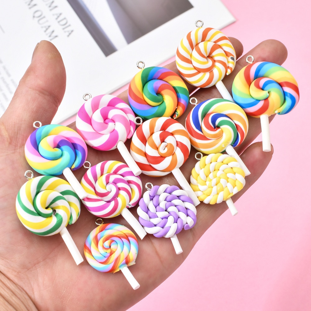 10pcs/lot Cute Lollipop Charms Pendants for handmade decoration bracelets necklace earring key chain Jewelry Making lucky charm