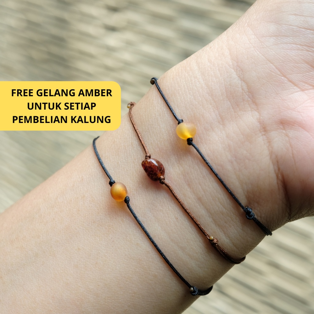 PROMO FREE GELANG - Kalung Amber Baltic Cognac Matte [New Born - Junior]