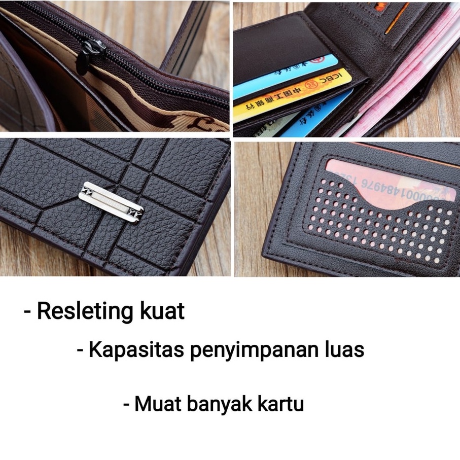 DOMPET LIPAT PRIA ORIGINAL KULIT HITAM SANTIAGO PENDEK SLOT KARTU BANYAK COWOK KEREN KECIL DISTRO PREMIUM IMPORT BRANDED MURAH ORI