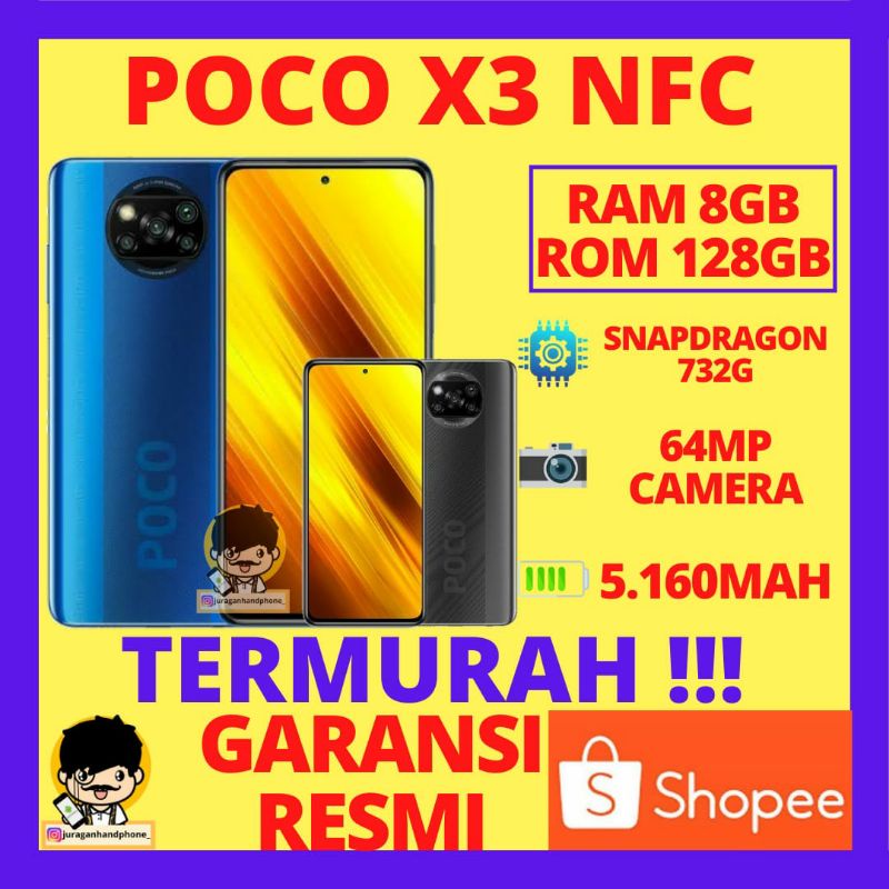 Xiaomi Poco X3 NFC Ram 8Gb Internal 128Gb Garansi Resmi Hp Xiomi Poko X 3 NFC 8/128 6/64 IMEI AMAN