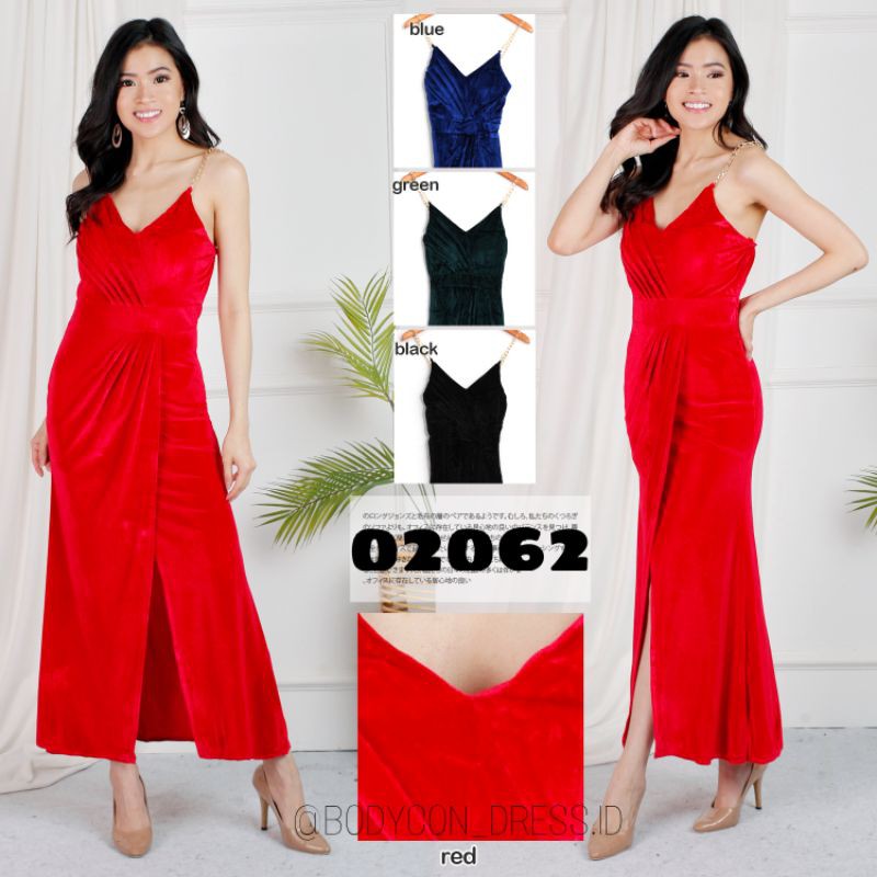02062 LONG DRESS BLUDRU/LONGDRESS SEXY/BODYCON DRESS/LONGDRESS WANITA