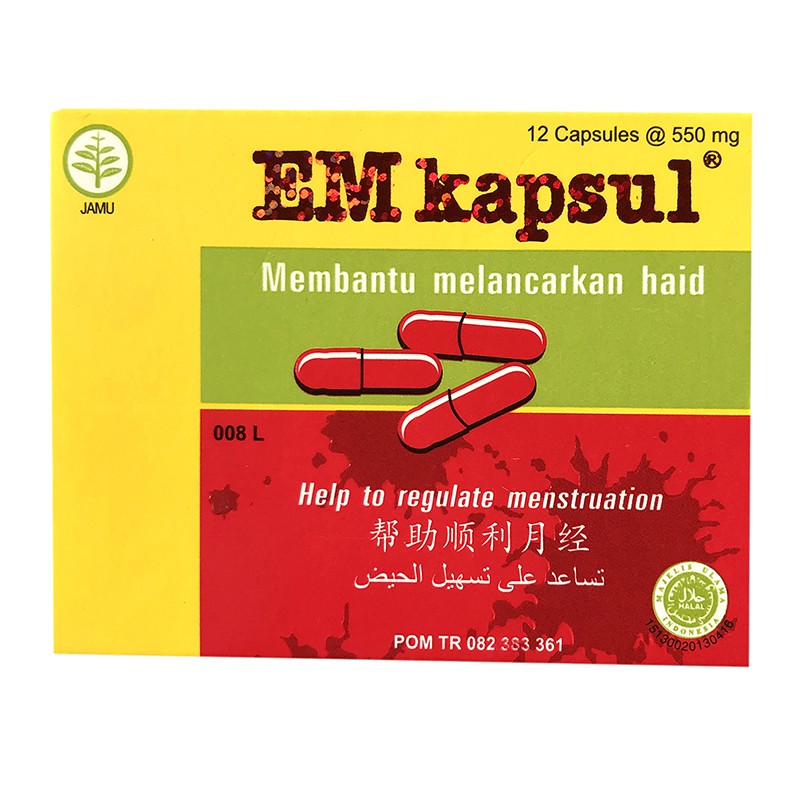 EM Kapsul 12kapsul EmKapsul Obat Lancar Haid Menstruasi Telat Mens Eem Kapsul