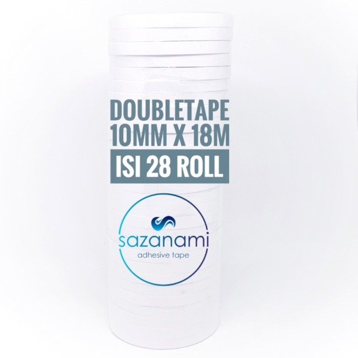 

HJK Double Tape 10MM x 18 Meter DoubleTape Kertas Putih SAZANAMI Isi 28Rol