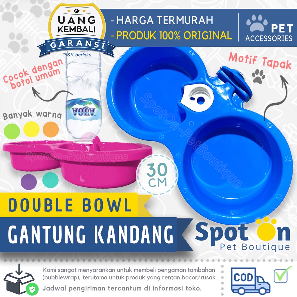 Tempat Makan &amp; Minum Gantung Double Kucing Anjing | Pet Bowl Kandang Kelinci | Tempat Makan Hewan Mo