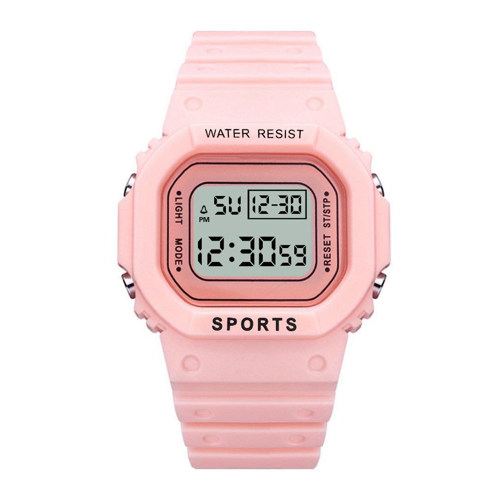 JAM TANGAN DIGITAL RUBBER PRIA / WANITA SEGI DW-5600 GROSIR KARET RUBBER SPORT LED KOREA SPORT ELEKTRONIK MOTIF BUNGA DAN POLOS STYLE COUPLE ANAK ANAK / REMAJA WATCHBRANDS  MURAH JF052 / C8-POLOS PEACH