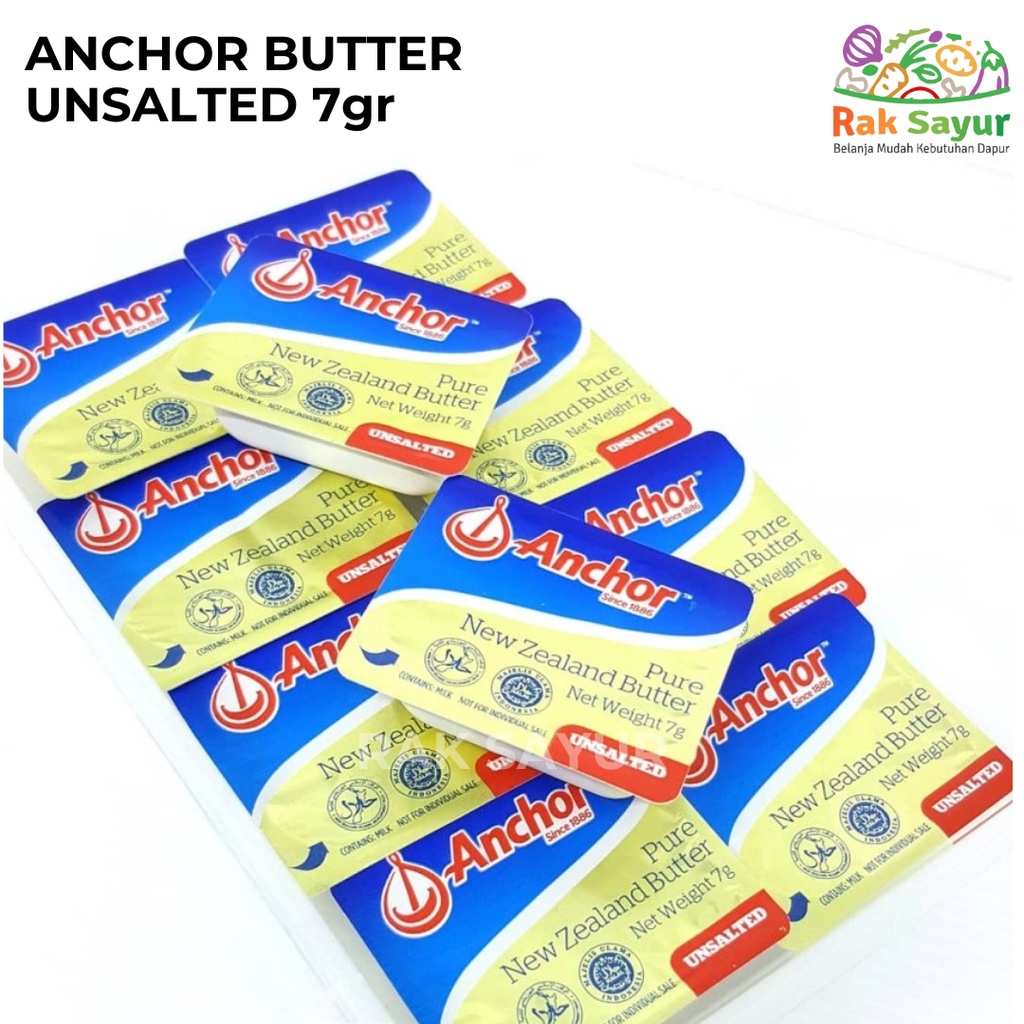 

Anchor Butter Unsalted 7gr per Pcs Mentega MPASI Tanpa Garam Rak Sayur Padang