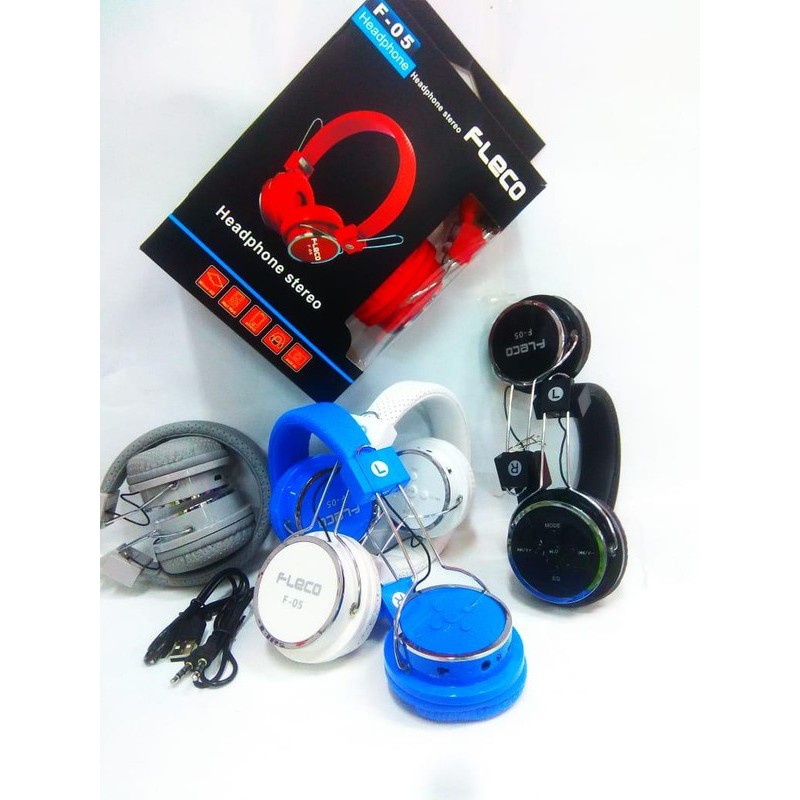 FLECO Headset earphone Bluetooth F-05 F05 bisa pakai memory - radio FM