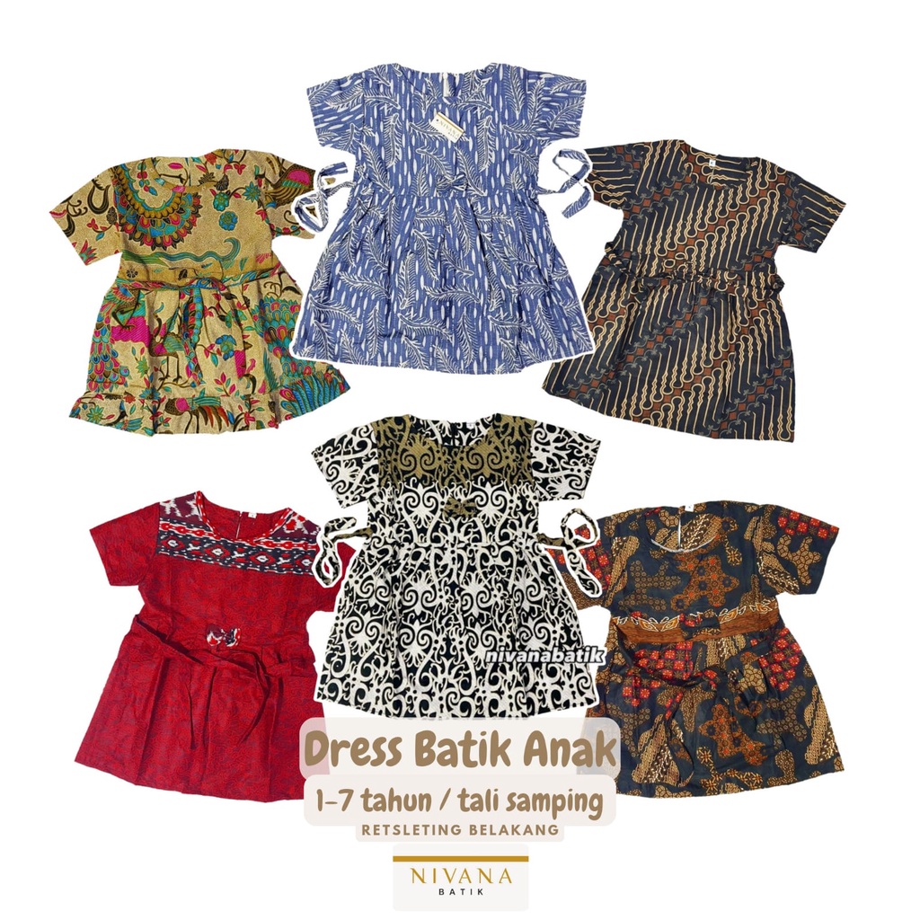 DRESS Batik ANAK SOGAN MANGGAR Kids Fashion Bayi Anak Cewek Perempuan